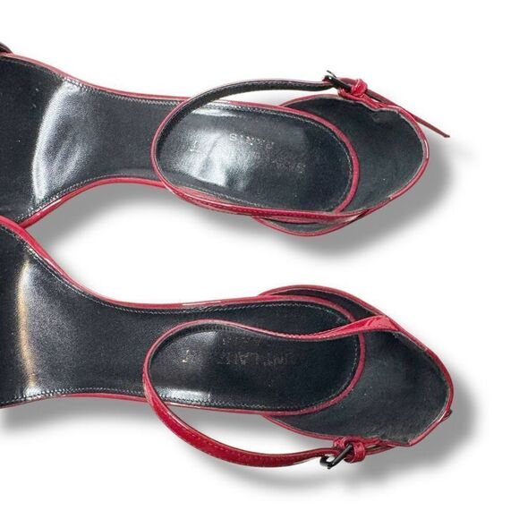 Saint Laurent Opyum 110 YSL Heels Sandals in Red Patent Leather Women’s Size 39 - Picture 8 of 14